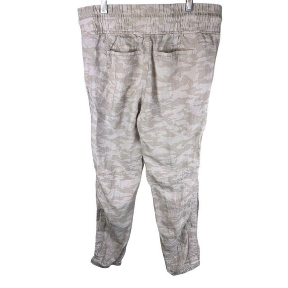 Athleta Cabo Tide Linen High Rise Beige Camo Print Jogger Pull-on Pants 4 - Picture 2 of 6